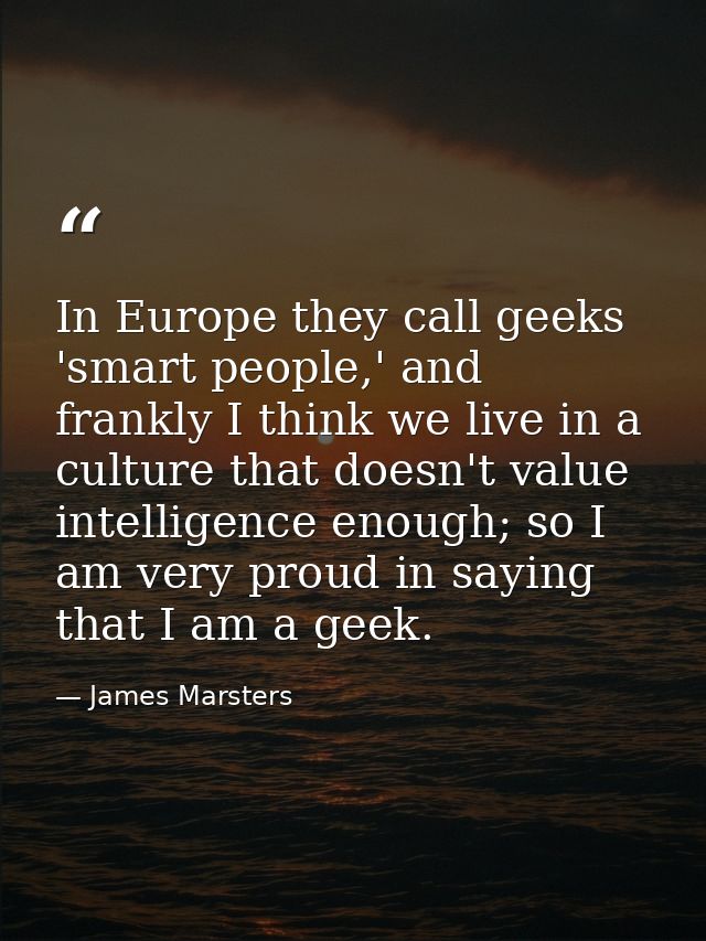 In Europe they call geeks 'smart people,' and frankly I think we live in a culture that doesn't value intelligence enoug — James Marsters