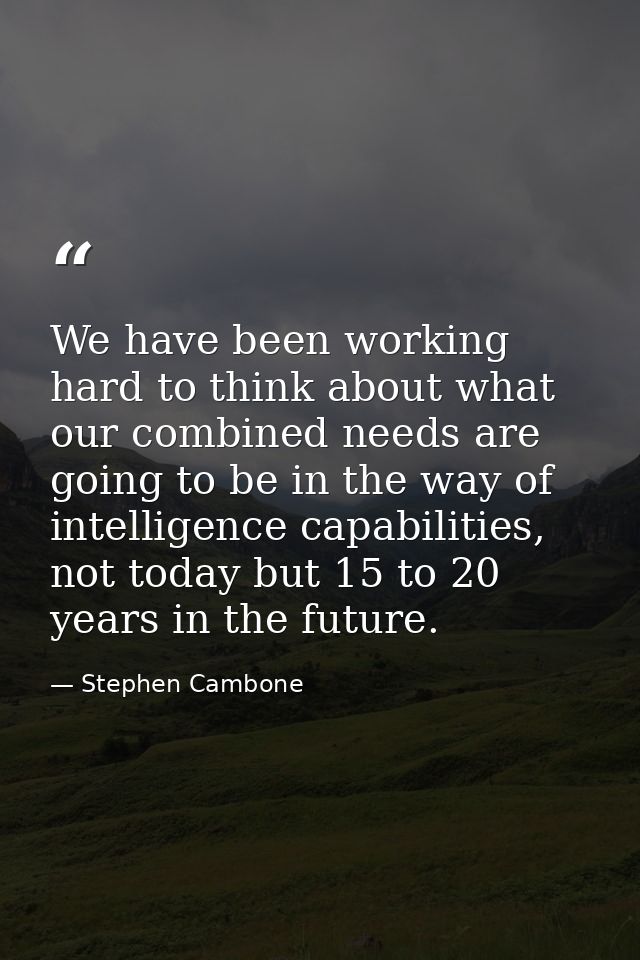 We have been working hard to think about what our combined needs are going to be in the way of intelligence capabilities — Stephen Cambone