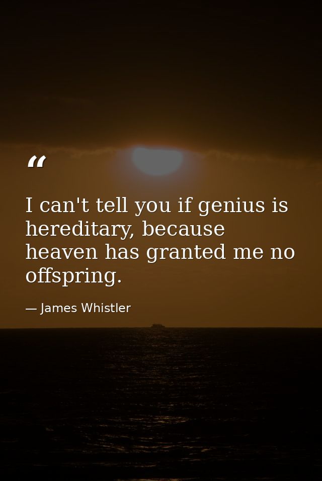 I can't tell you if genius is hereditary, because heaven has granted me no offspring. — James Whistler