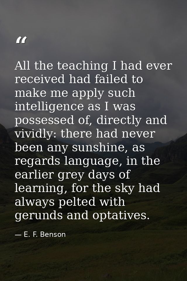 All the teaching I had ever received had failed to make me apply such intelligence as I was possessed of, directly and v — E. F. Benson