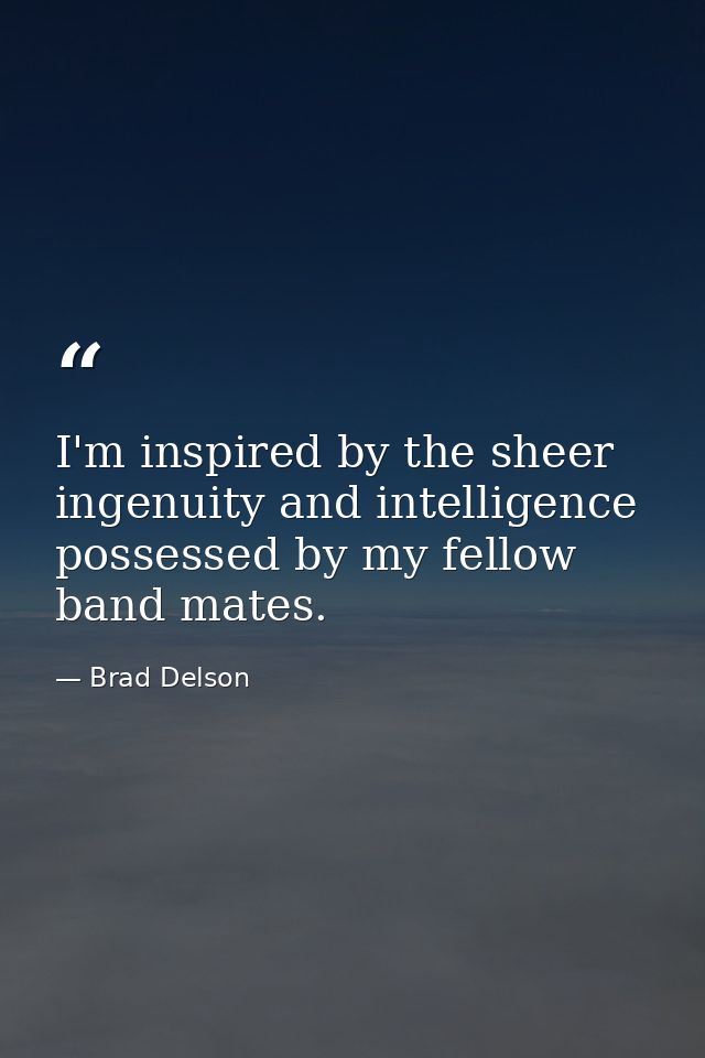 I'm inspired by the sheer ingenuity and intelligence possessed by my fellow band mates. — Brad Delson