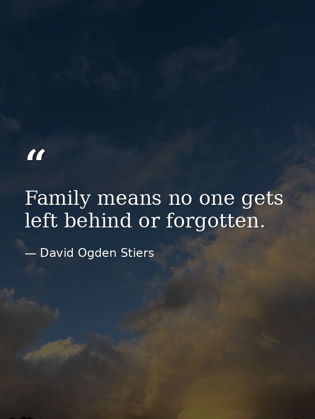 Family means no one gets left behind or forgotten. — David Ogden Stiers