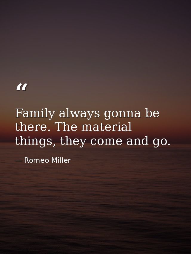 Family always gonna be there. The material things, they come and go. — Romeo Miller