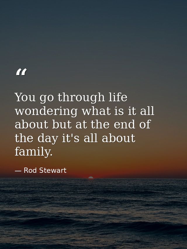 You go through life wondering what is it all about but at the end of the day it's all about family. — Rod Stewart