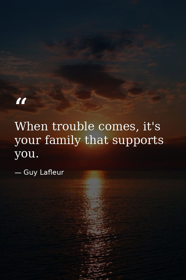 When trouble comes, it's your family that supports you. — Guy Lafleur