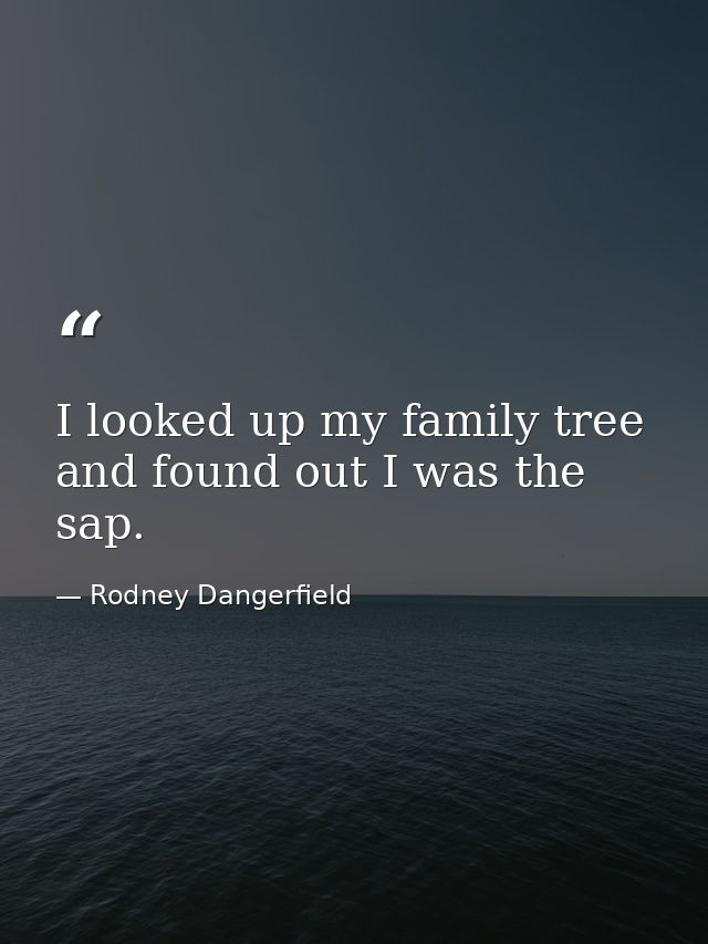 I looked up my family tree and found out I was the sap. — Rodney Dangerfield