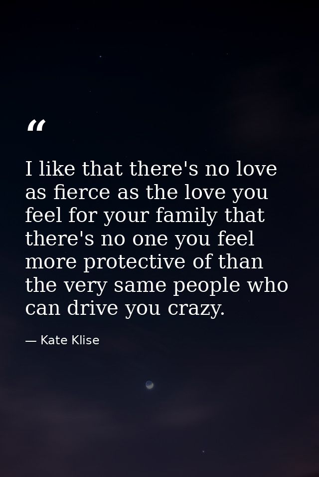 I like that there's no love as fierce as the love you feel for your family that there's no one you feel more protective  — Kate Klise