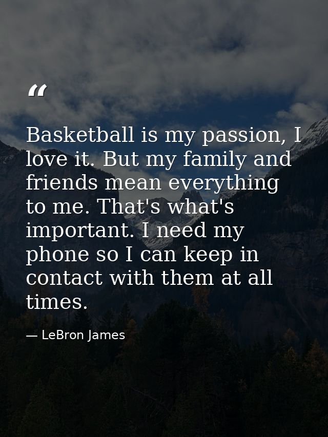 Basketball is my passion, I love it. But my family and friends mean everything to me. That's what's important. I need my — LeBron James