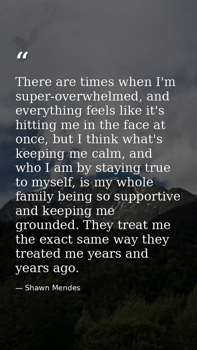 There are times when I'm super-overwhelmed, and everything feels like it's hitting me in the face at once, but I think w — Shawn Mendes