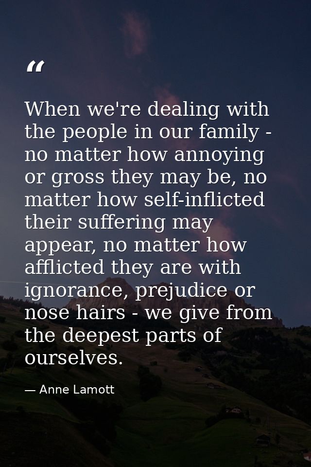 When we're dealing with the people in our family - no matter how annoying or gross they may be, no matter how self-infli — Anne Lamott