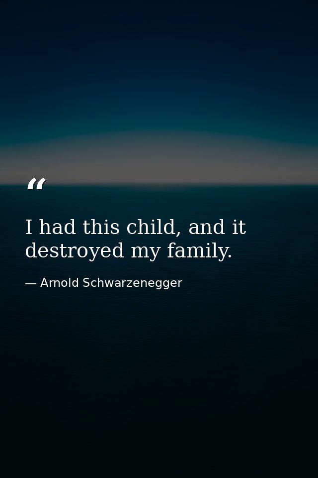 I had this child, and it destroyed my family. — Arnold Schwarzenegger