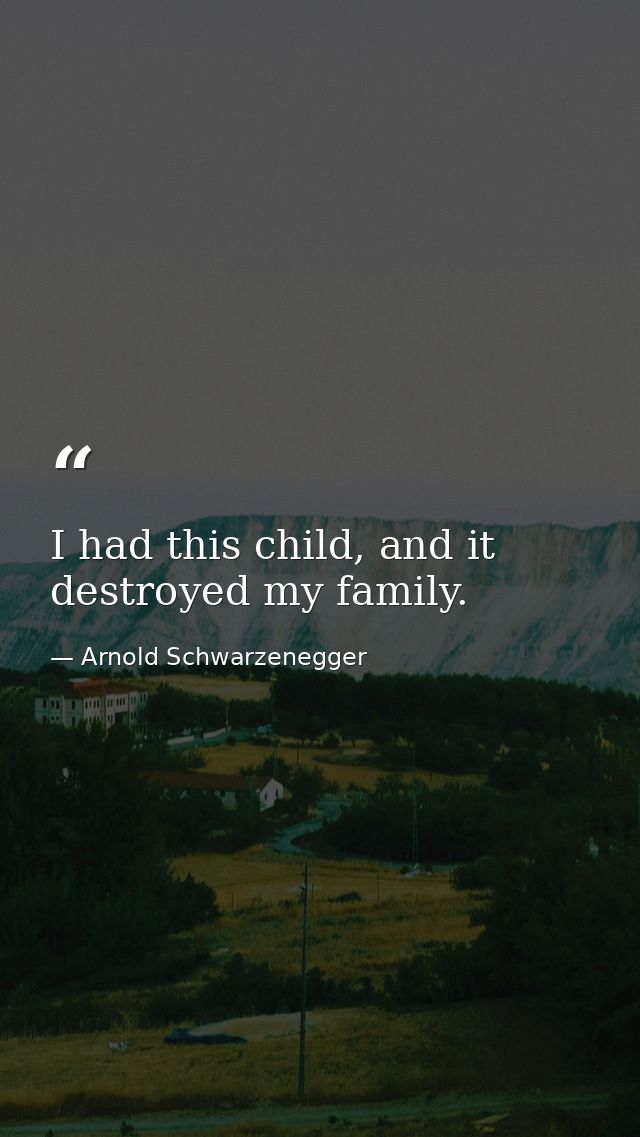 I had this child, and it destroyed my family. — Arnold Schwarzenegger