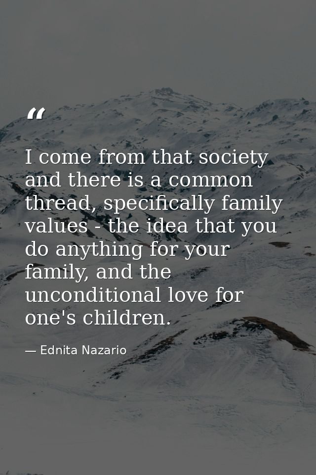 I come from that society and there is a common thread, specifically family values - the idea that you do anything for yo — Ednita Nazario