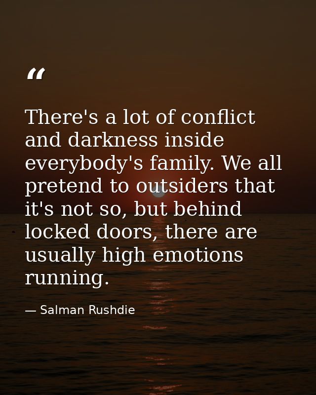There's a lot of conflict and darkness inside everybody's family. We all pretend to outsiders that it's not so, but behi — Salman Rushdie