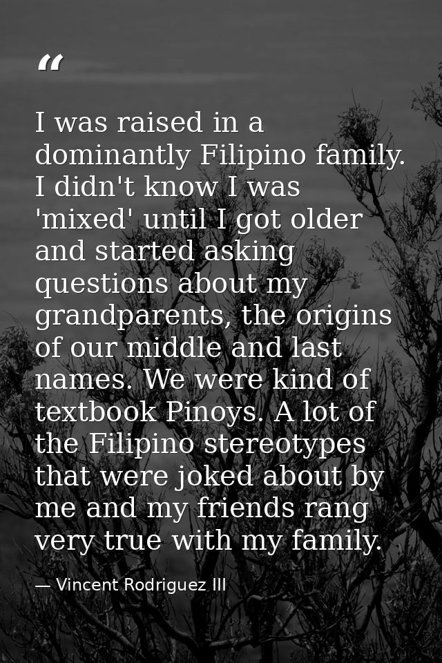 I was raised in a dominantly Filipino family. I didn't know I was 'mixed' until I got older and started asking questions — Vincent Rodriguez III