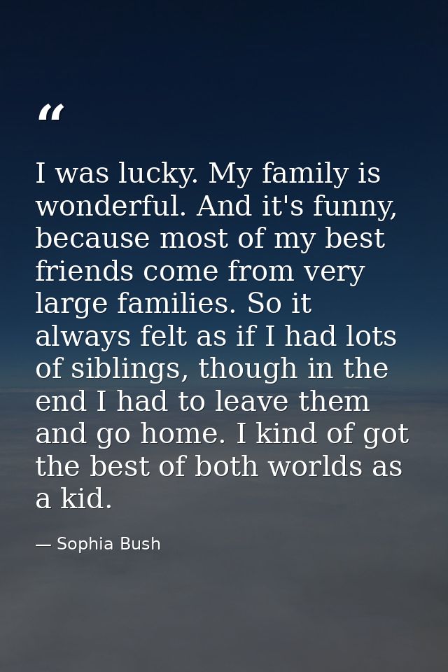 I was lucky. My family is wonderful. And it's funny, because most of my best friends come from very large families. So i — Sophia Bush