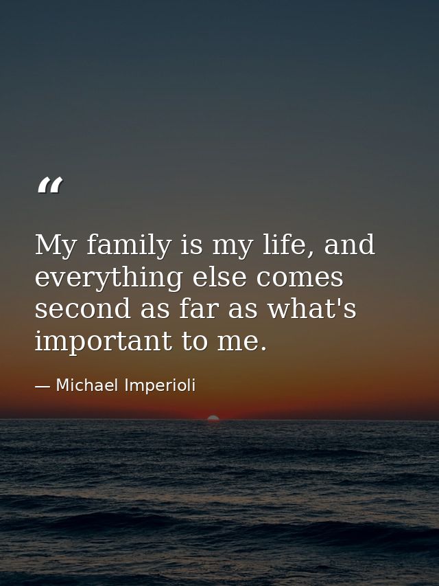My family is my life, and everything else comes second as far as what's important to me. — Michael Imperioli