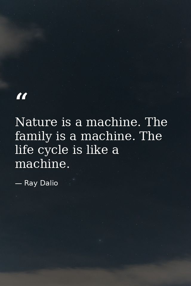 Nature is a machine. The family is a machine. The life cycle is like a machine. — Ray Dalio