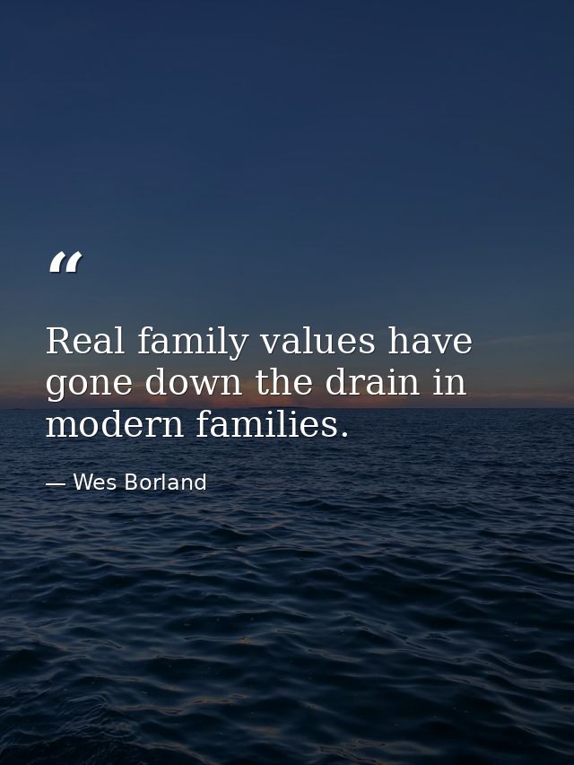 Real family values have gone down the drain in modern families. — Wes Borland