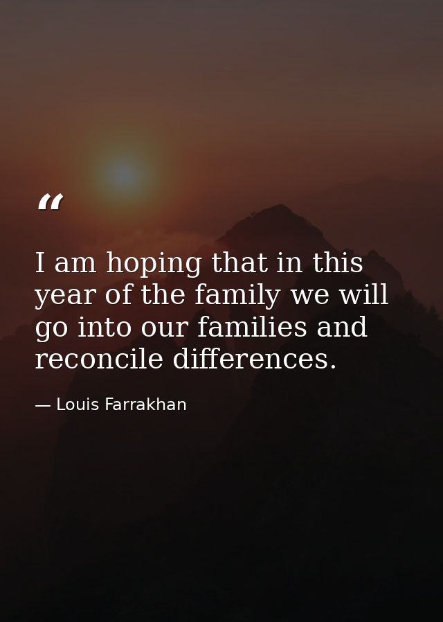 I am hoping that in this year of the family we will go into our families and reconcile differences. — Louis Farrakhan