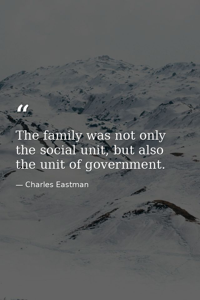 The family was not only the social unit, but also the unit of government. — Charles Eastman