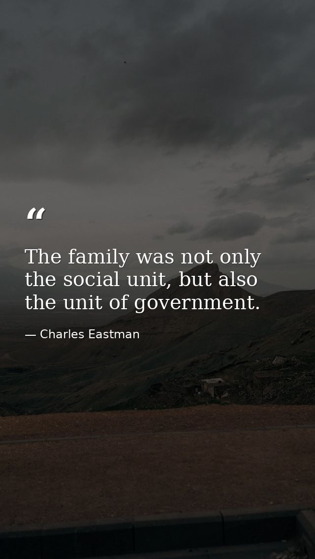 The family was not only the social unit, but also the unit of government. — Charles Eastman