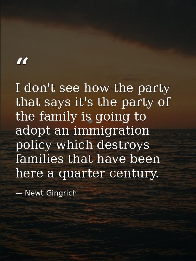I don't see how the party that says it's the party of the family is going to adopt an immigration policy which destroys  — Newt Gingrich
