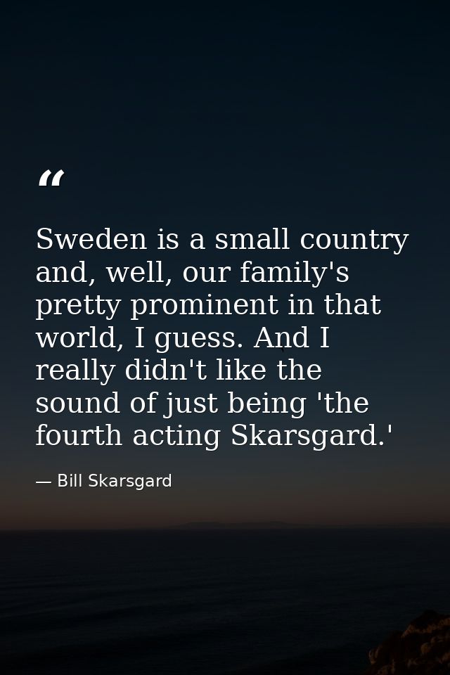 Sweden is a small country and, well, our family's pretty prominent in that world, I guess. And I really didn't like the  — Bill Skarsgard