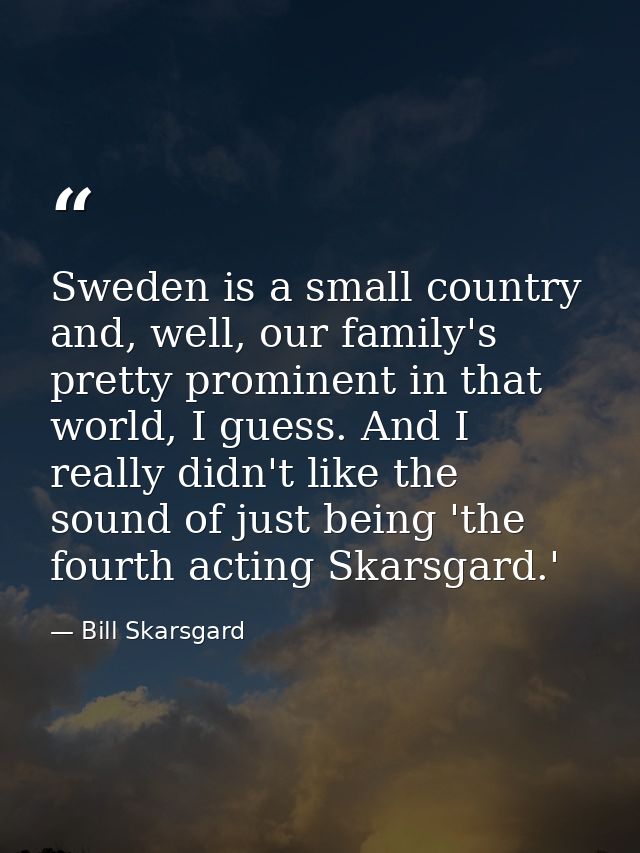 Sweden is a small country and, well, our family's pretty prominent in that world, I guess. And I really didn't like the  — Bill Skarsgard