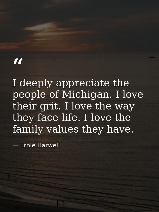 I deeply appreciate the people of Michigan. I love their grit. I love the way they face life. I love the family values t — Ernie Harwell