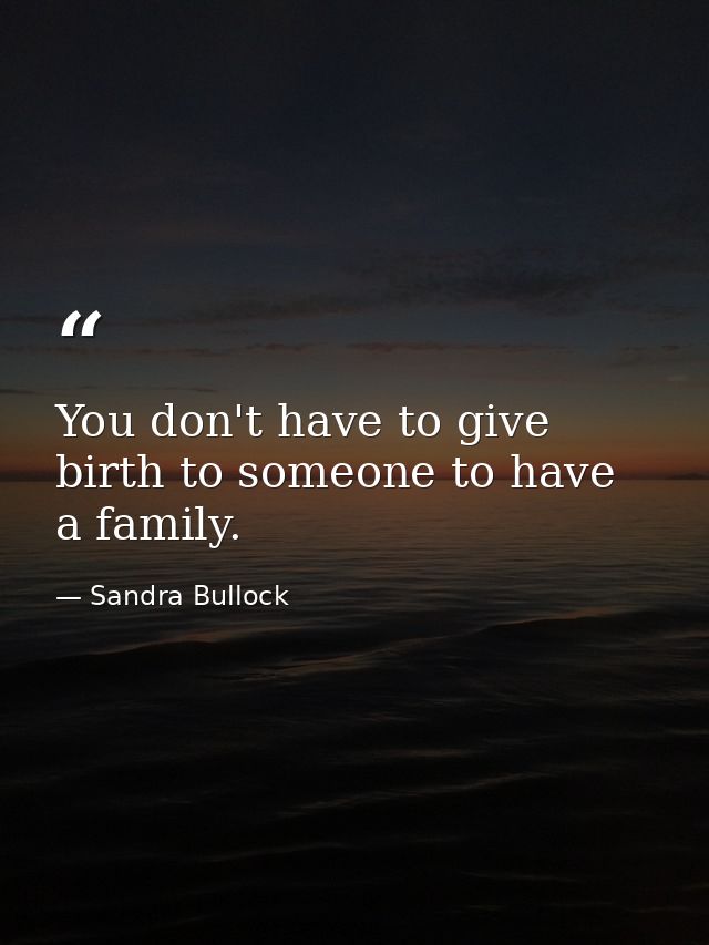 You don't have to give birth to someone to have a family. — Sandra Bullock