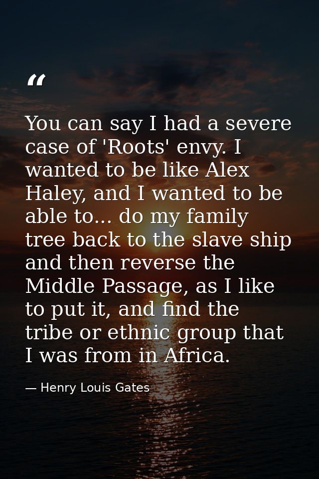 You can say I had a severe case of 'Roots' envy. I wanted to be like Alex Haley, and I wanted to be able to... do my fam — Henry Louis Gates
