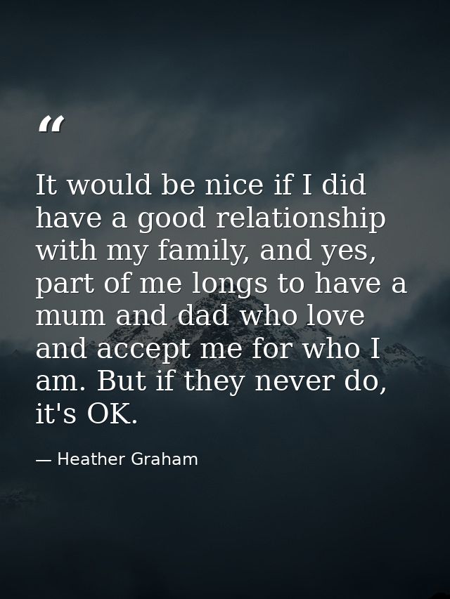 It would be nice if I did have a good relationship with my family, and yes, part of me longs to have a mum and dad who l — Heather Graham