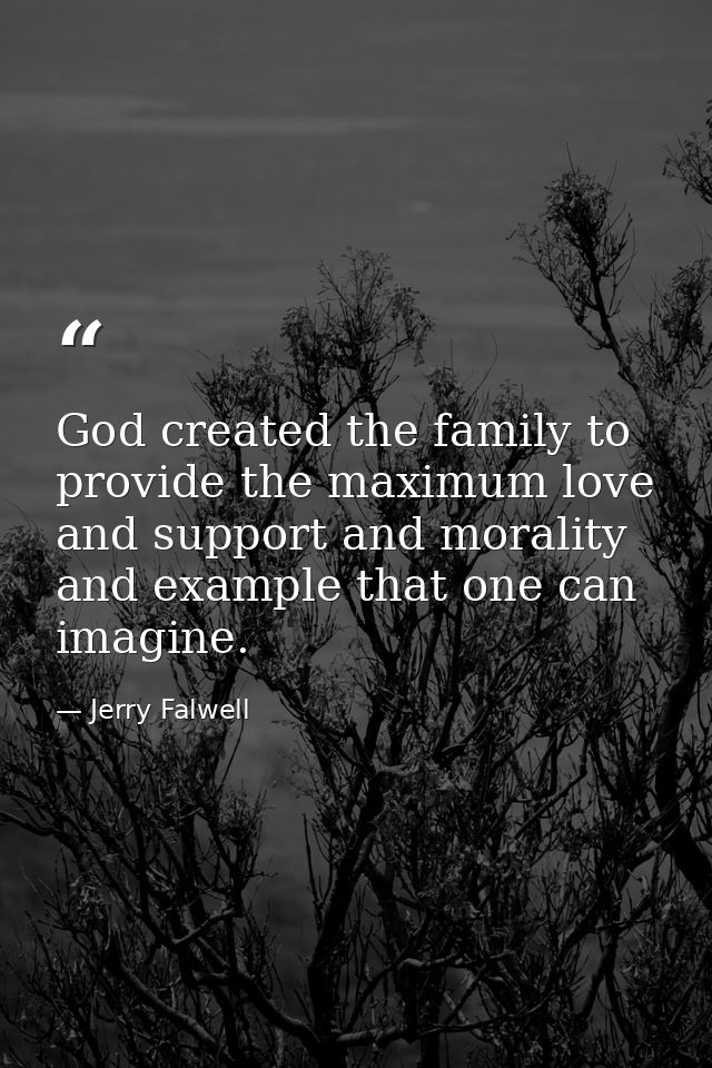 God created the family to provide the maximum love and support and morality and example that one can imagine. — Jerry Falwell