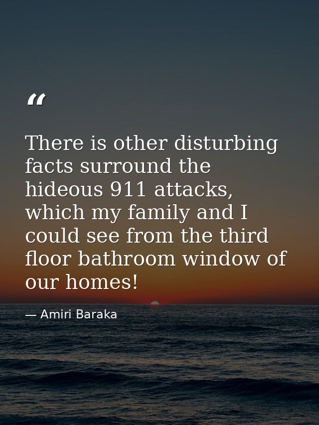 There is other disturbing facts surround the hideous 911 attacks, which my family and I could see from the third floor b — Amiri Baraka