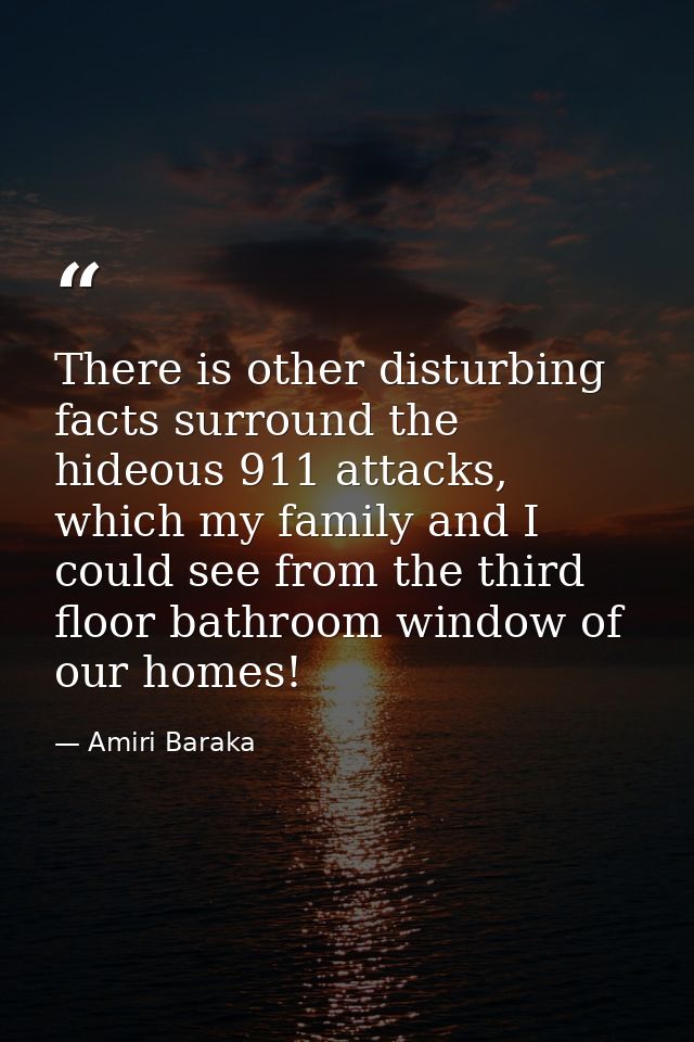 There is other disturbing facts surround the hideous 911 attacks, which my family and I could see from the third floor b — Amiri Baraka