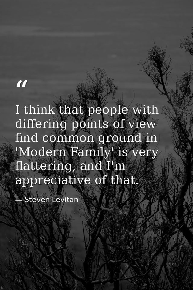 I think that people with differing points of view find common ground in 'Modern Family' is very flattering, and I'm appr — Steven Levitan