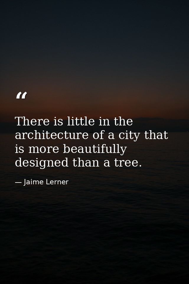 There is little in the architecture of a city that is more beautifully designed than a tree. — Jaime Lerner