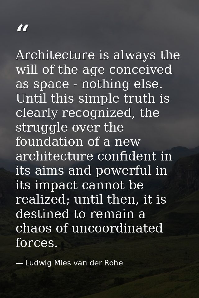 Architecture is always the will of the age conceived as space - nothing else. Until this simple truth is clearly recogni — Ludwig Mies van der Rohe