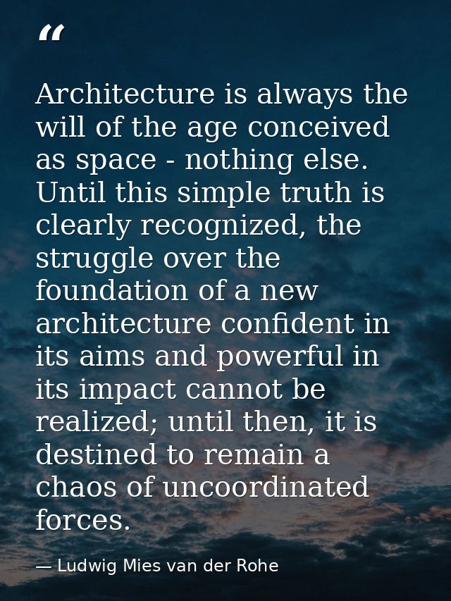 Architecture is always the will of the age conceived as space - nothing else. Until this simple truth is clearly recogni — Ludwig Mies van der Rohe