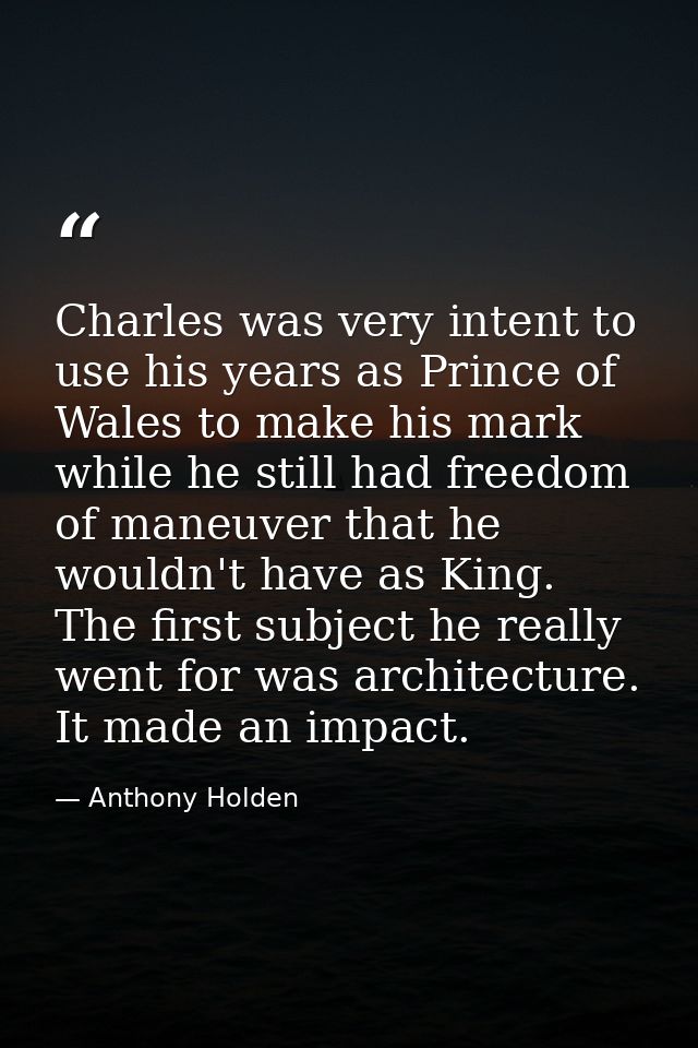 Charles was very intent to use his years as Prince of Wales to make his mark while he still had freedom of maneuver that — Anthony Holden