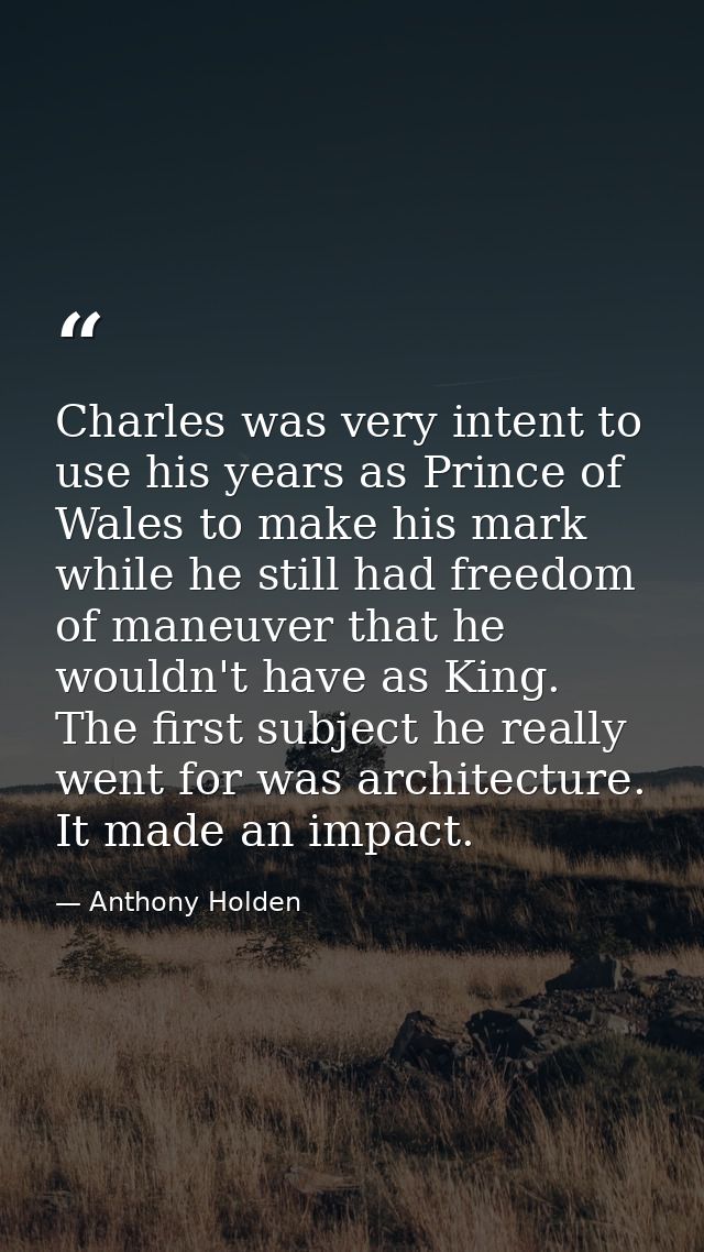 Charles was very intent to use his years as Prince of Wales to make his mark while he still had freedom of maneuver that — Anthony Holden