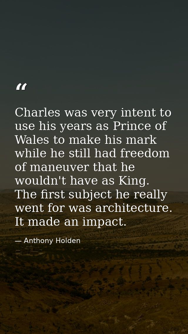 Charles was very intent to use his years as Prince of Wales to make his mark while he still had freedom of maneuver that — Anthony Holden