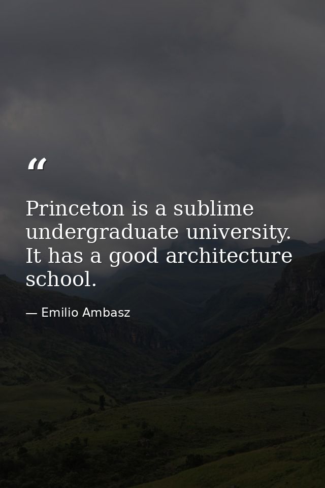 Princeton is a sublime undergraduate university. It has a good architecture school. — Emilio Ambasz