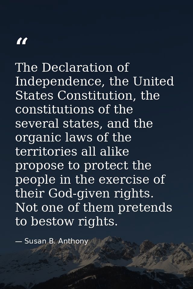 The Declaration of Independence, the United States Constitution, the constitutions of the several states, and the organi — Susan B. Anthony