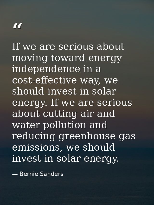 If we are serious about moving toward energy independence in a cost-effective way, we should invest in solar energy. If  — Bernie Sanders
