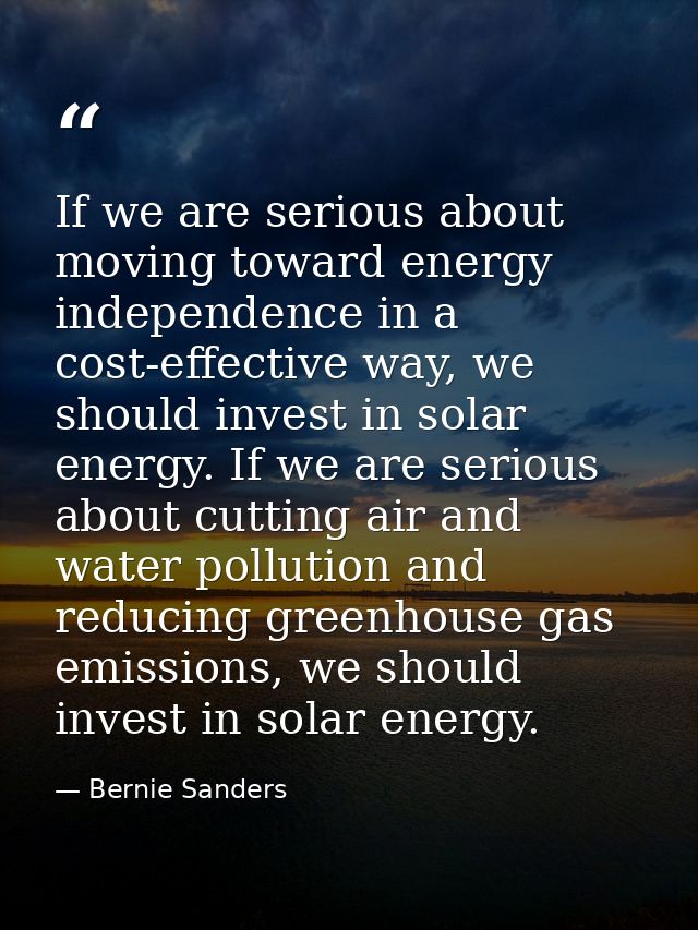 If we are serious about moving toward energy independence in a cost-effective way, we should invest in solar energy. If  — Bernie Sanders