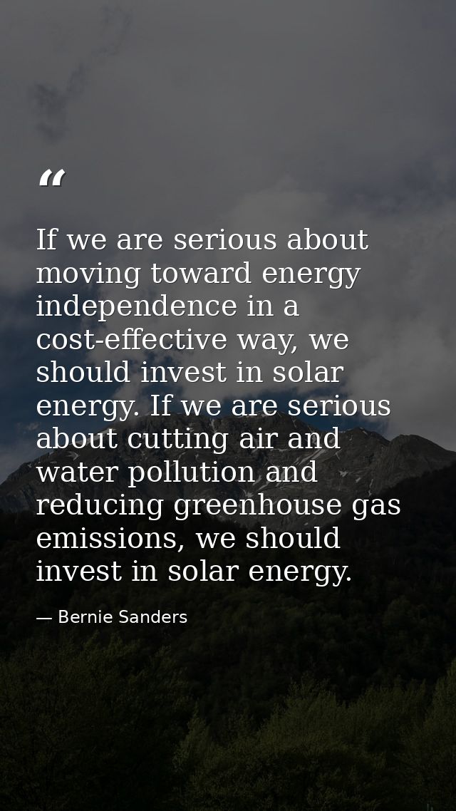 If we are serious about moving toward energy independence in a cost-effective way, we should invest in solar energy. If  — Bernie Sanders