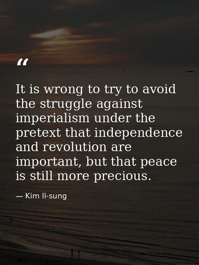 It is wrong to try to avoid the struggle against imperialism under the pretext that independence and revolution are impo — Kim Il-sung