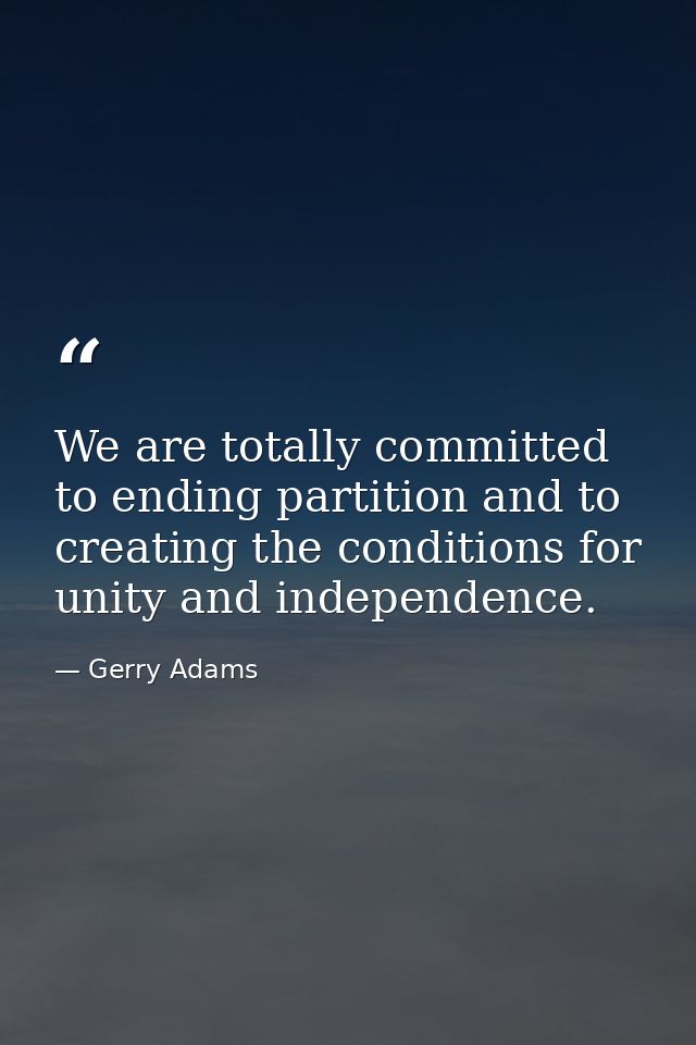We are totally committed to ending partition and to creating the conditions for unity and independence. — Gerry Adams